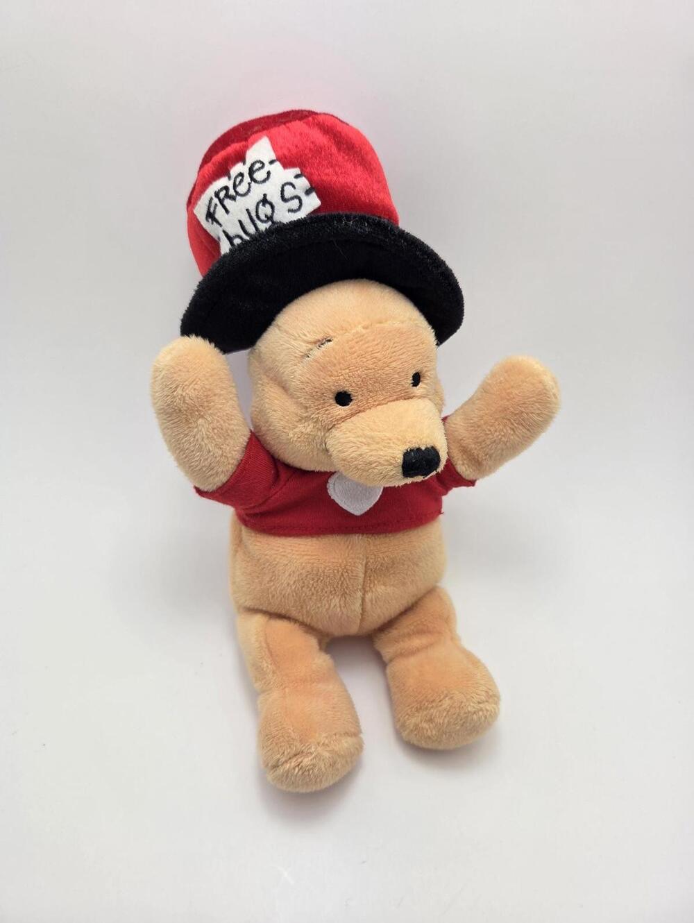 Disney Vintage Plush Winnie the Pooh Free Hugs, Vintage Collectible (6 inch)